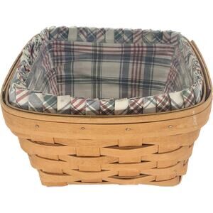 Longaberger Large Berry Basket Combo Square Liner Protector 1996 Light Plaid